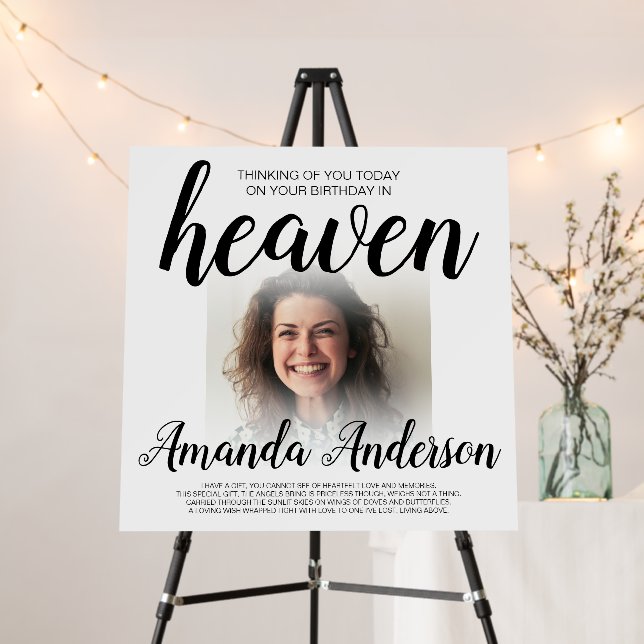 Happy Heavenly Birthday Photo Memorial Sign (In Situ (Stand))