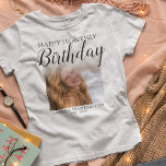 Happy Heavenly Birthday Photo Memorial T-Shirt<br><div class="desc">Memorial 'HAPPY HEAVENLY BIRTHDAY' memorial tshirt will make the perfect tribute to your love one. Featuring the saying 'happy heavenly birthday' a photo,  their name,  and birth/death dates,  over a white background. Font styles,  size and color can be changed by clicking on the customize further link after personalizing.</div>