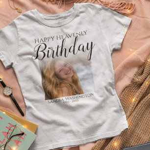 Happy Heavenly Birthday Photo Memorial T-Shirt