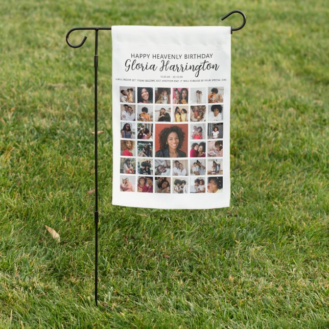 Happy Heavenly Birthday | Photo Tribute Memorial Garden Flag (In SItu)