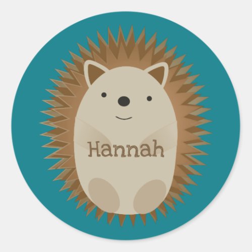 Happy Hedgehog Classic Round Sticker