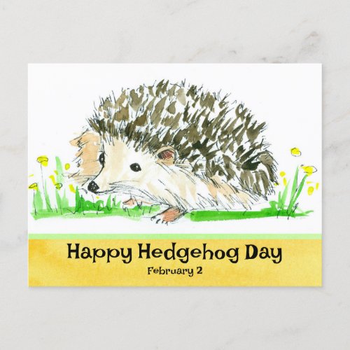 Happy Hedgehog Day February 2 Hoglet Postcard