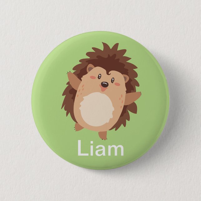 Happy Hedgehog Doodle Button (Front)