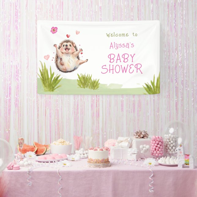 Happy Hedgehog Garden Party Baby Shower Welcome Banner (Party)