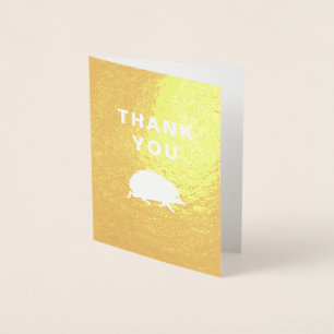 Happy Hedgehog Golden Thank You Notes Foil Card