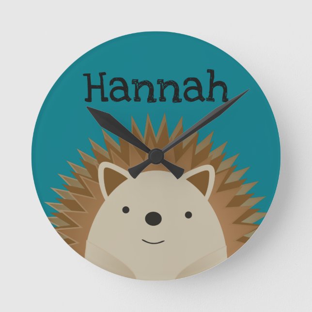 Happy Hedgehog Round Clock (Front)