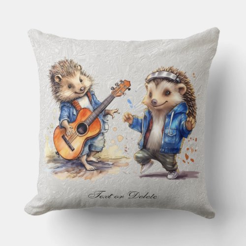 Happy Hedgehog Throw Pillow