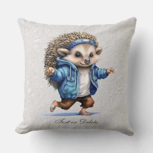 Happy Hedgehog Throw Pillow