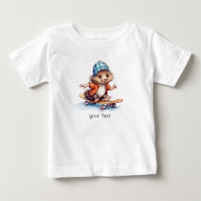 Happy Hedgehog Watercolor Baby T-Shirt (Front)