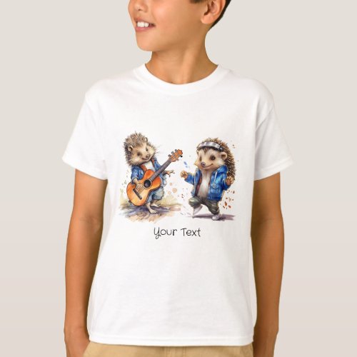 Happy Hedgehog Watercolor Boy T_Shirt 