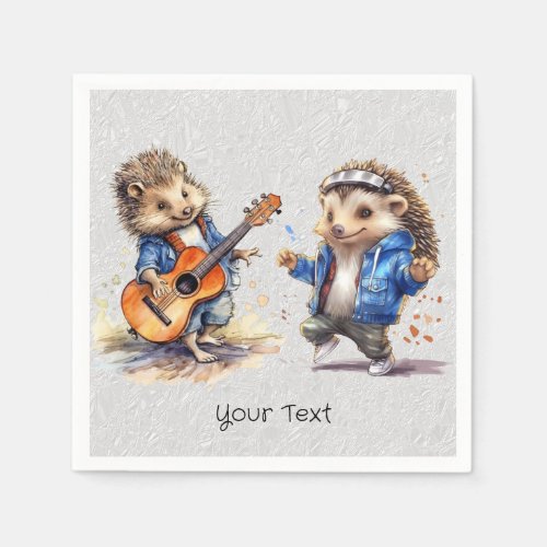 Happy Hedgehog Watercolor Napkins