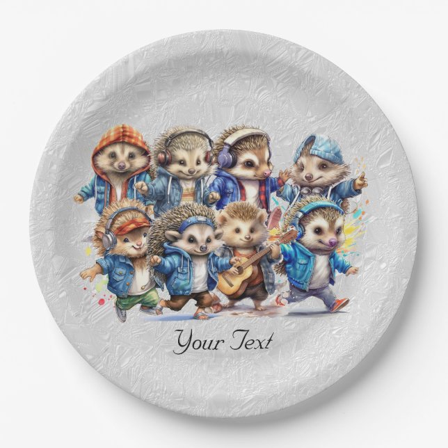 Happy Hedgehog Watercolor Paper Plate (Front)