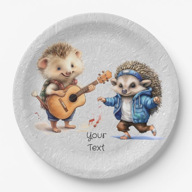 Happy Hedgehog Watercolor Paper Plate (Front)