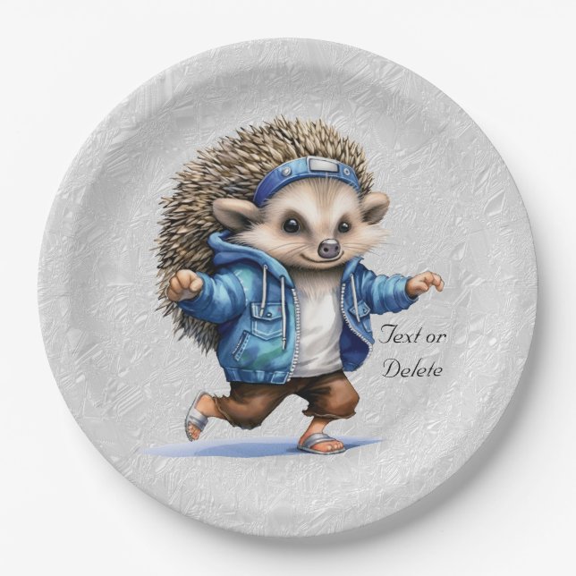 Happy Hedgehog Watercolor Paper Plate (Front)