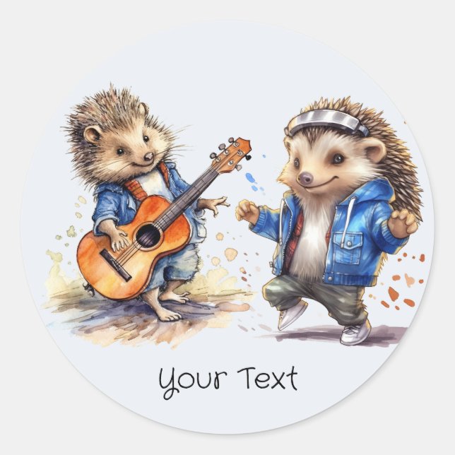 Happy Hedgehog Watercolor Sticker (Front)