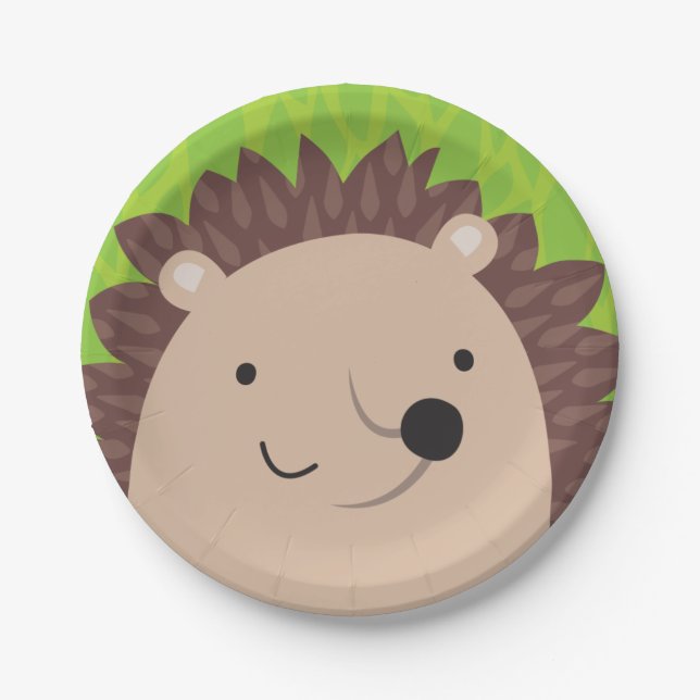 Happy Hedgehog - Woodland Friends Paper Plates (Front)
