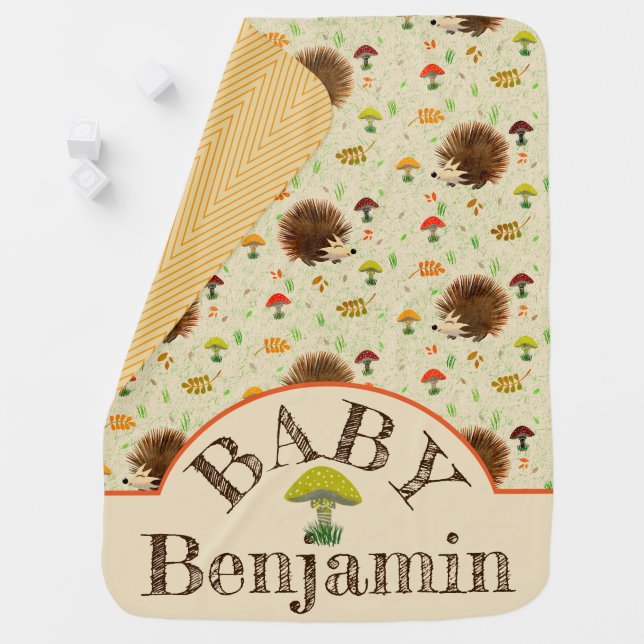 Happy Hedgehogs woodlands gift Baby Blanket (In Situ)