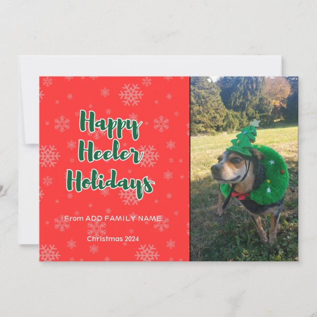 Happy Heeler Holidays 2 Pictures Red and Green Holiday Card (Front)