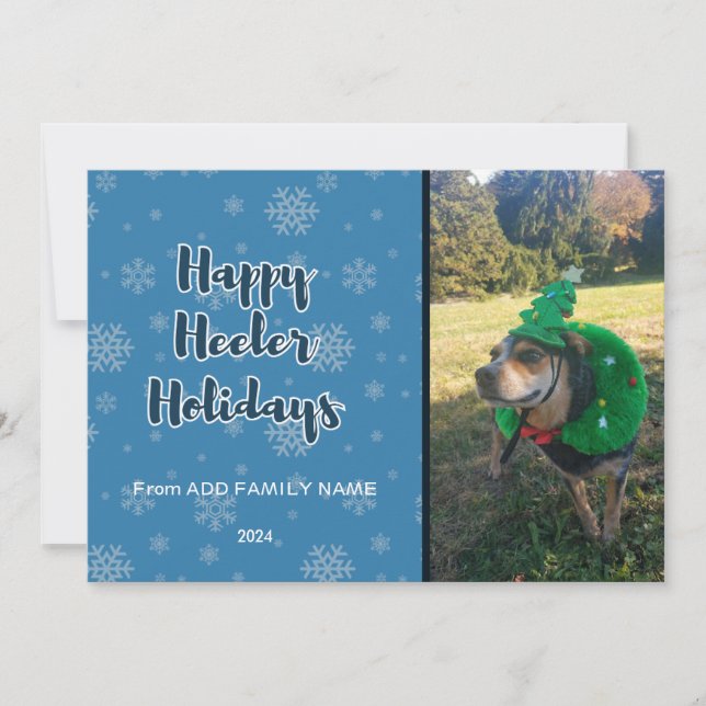 Happy Heeler Holidays Blue Holiday Card (Front)