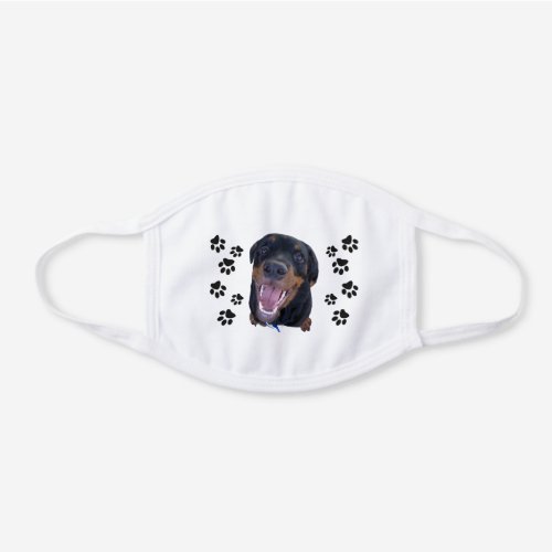 Happy Heidi Rottweiler and Paw Print Face Mask