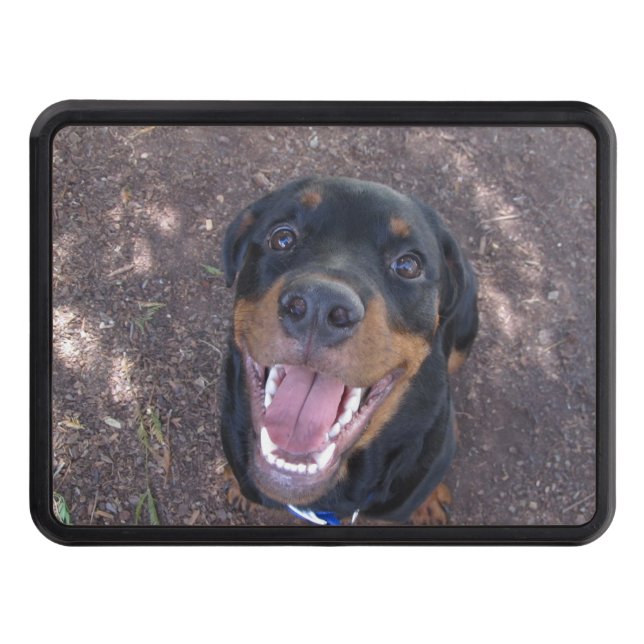 Happy Heidi Rottweiler Trailer Hitch Cover (Front)