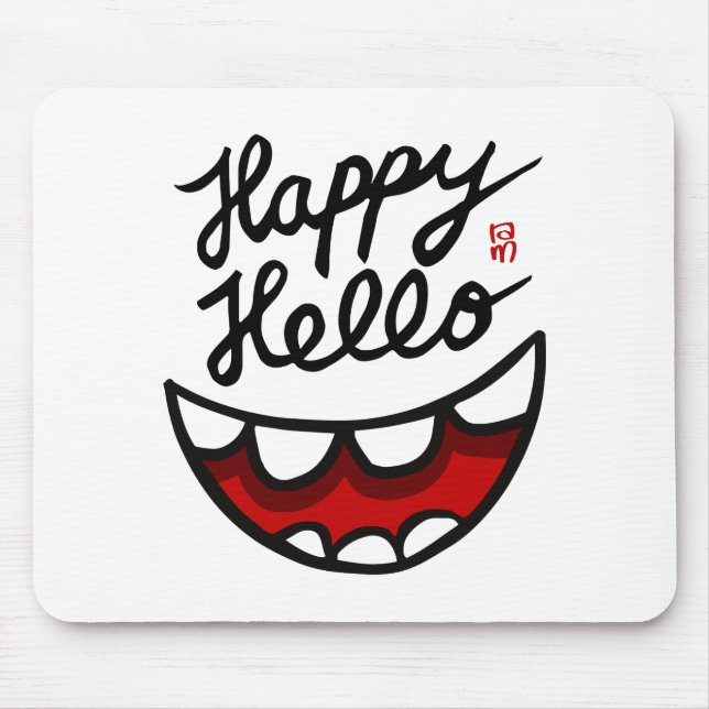 Happy Hello BIG Smile Mouse Pad (Front)