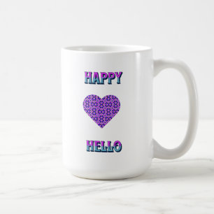 HAPPY HELLO COLORFUL HEART COFFEE MUG