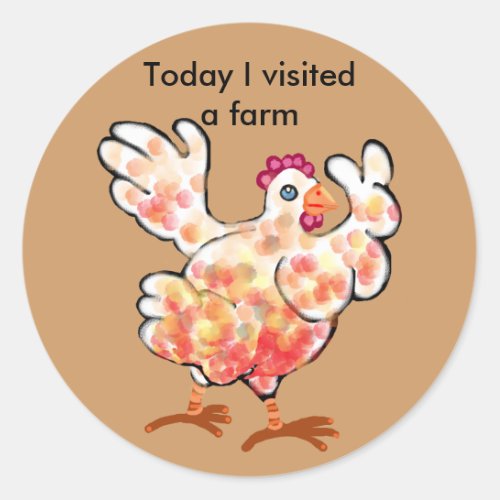 Happy hen _ farm visit classic round sticker