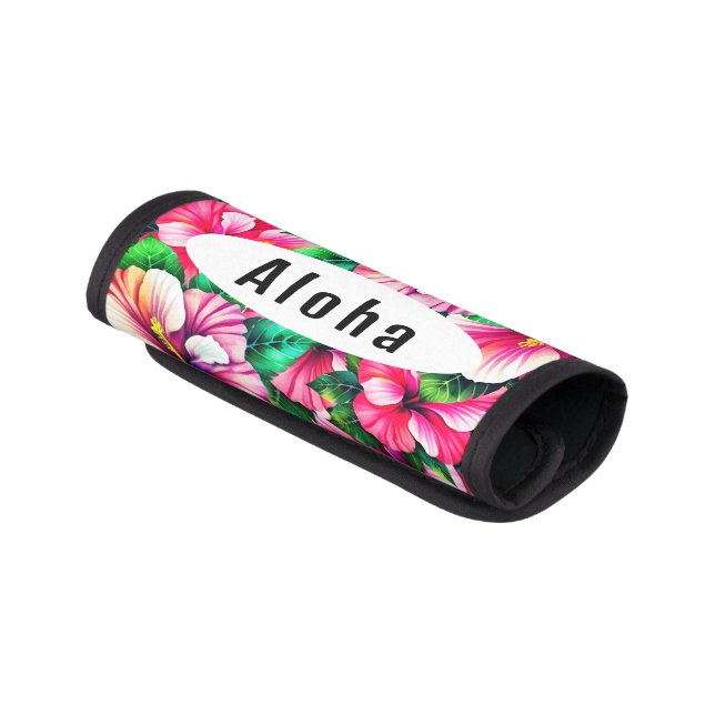 Happy Hibiscus Hawaiian floral Luggage Handle Wrap (Angled)