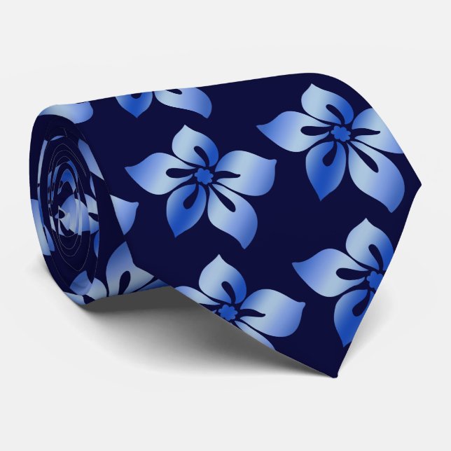 Happy Hibiscus Hawaiian Two-sided Printed Neck Tie (Rolled)