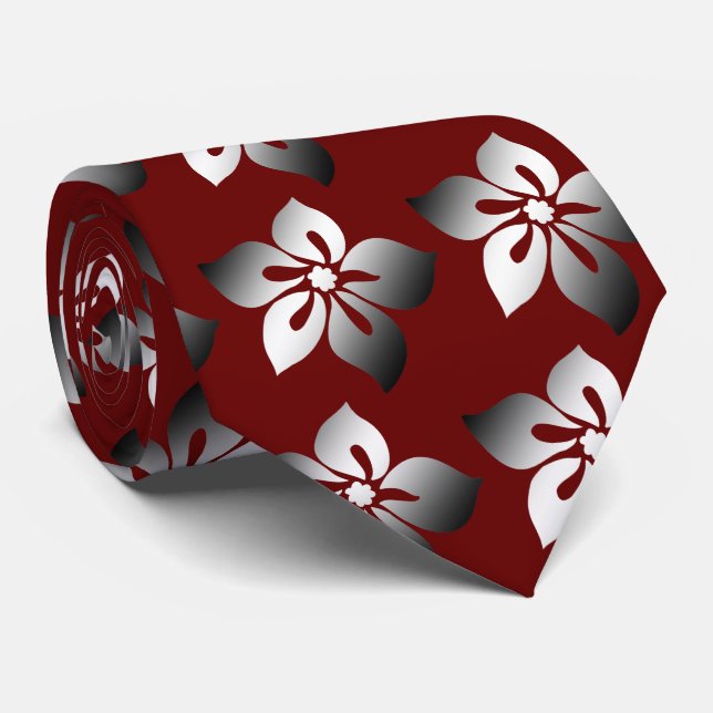 Happy Hibiscus Hawaiian Two-sided Printed Tie (Rolled)