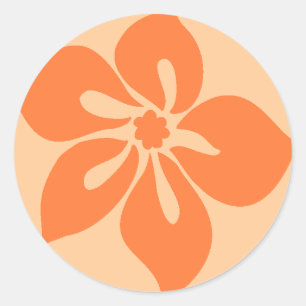 "Happy Hibiscus" Stickers in Papaya