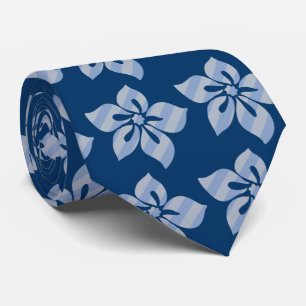 Happy Hibiscus Stripe Hawaiian Two-sided Printed Neck Tie