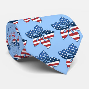 Happy Hibiscus USA Two-sided Printed Neck Tie