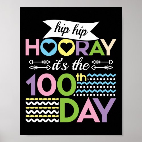 Happy Hip Hip Horray Its The 100th Day Of School Poster