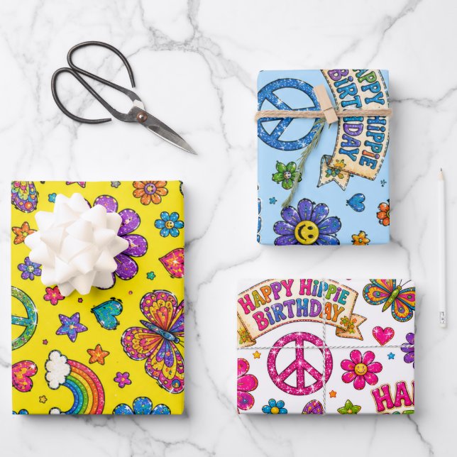 Happy Hippie Birthday different sheets for all  (Front)