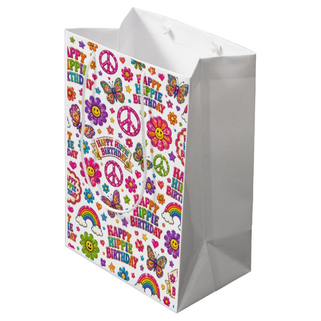 Happy Hippie Birthday gift bag (Back Angled)