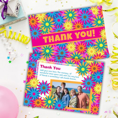 Happy Hippie Flower Power Thank You Notes Invitation