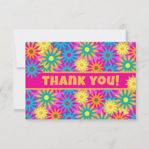 Happy Hippie Flower Power Thank You Notes Invitation