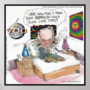 Happy Hippie Funny Poster by LT Cartoons