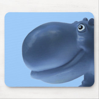 Happy Hippo Blue Mouse Pad