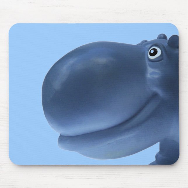 Happy Hippo Blue Mouse Pad (Front)
