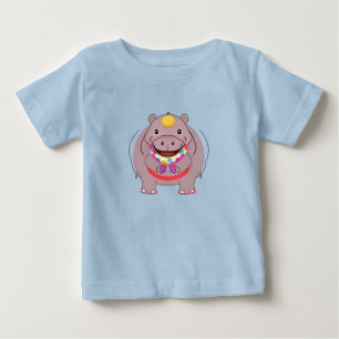 Happy Hippo Character with Festive Decorations Baby T-Shirt