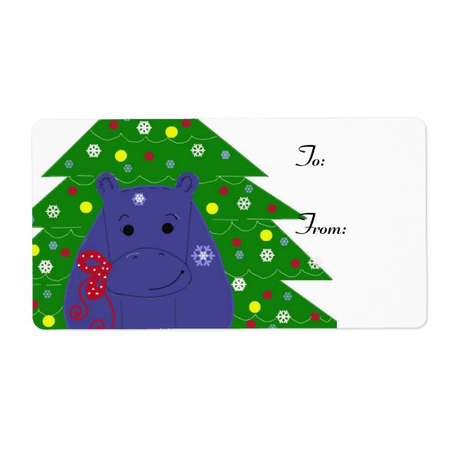Happy Hippo Christmas Design Label (Front)