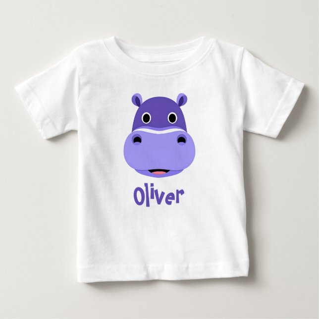 Happy Hippo Face Baby T-Shirt (Front)