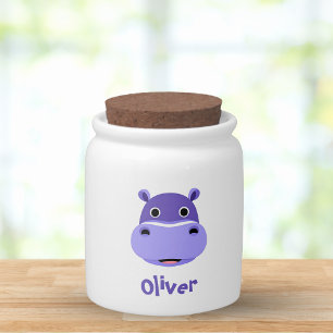 Happy Hippo Face Candy Jar