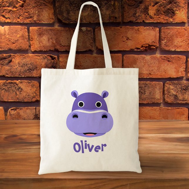 Happy Hippo Face Tote Bag (Creator Uploaded)