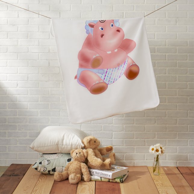 Happy Hippo Funny Baby Blanket (In Situ)
