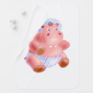 Happy Hippo Funny Baby Blanket - Customizable