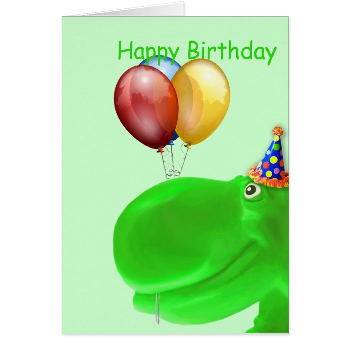 Happy Hippo Green Birthday Card